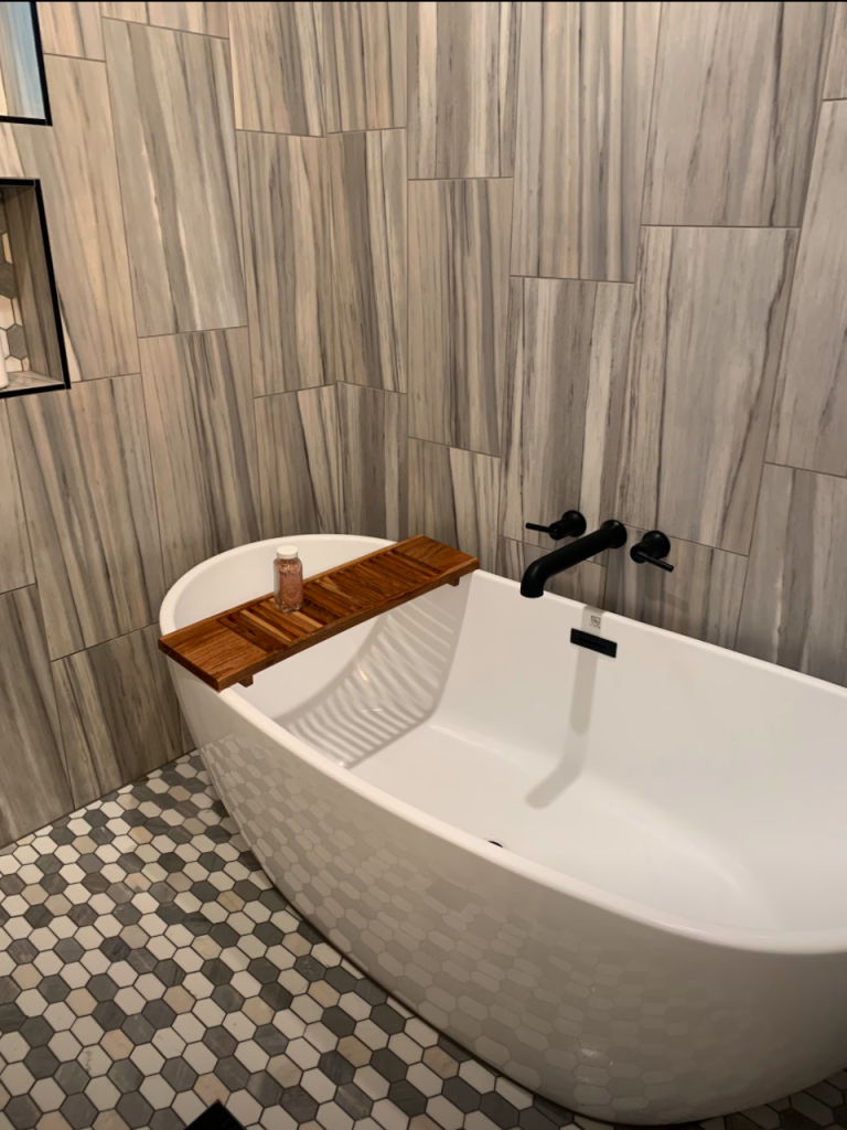 Master bathroom soaker tub in a custom home build by JC Homes & Development on the rural coast of the Florida panhandle